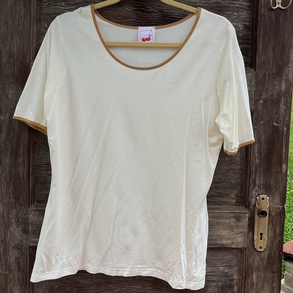 Vintage Mondi Short Sleeve Round-Neck Tee, Cream | X/XL